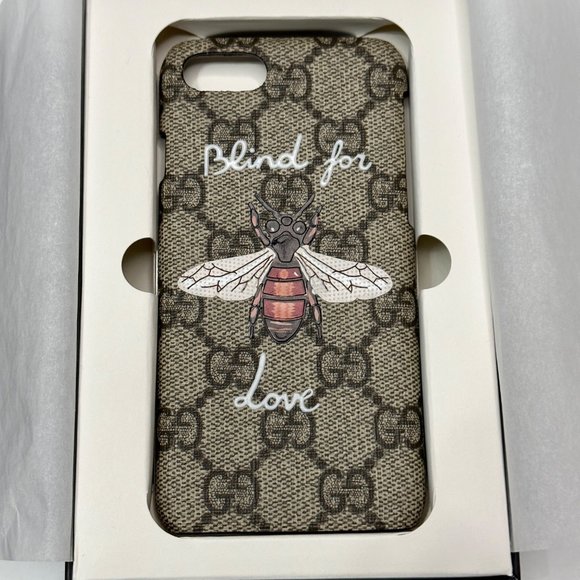 NIB GUCCI Blind For‎ Love IPhone 7 GG Monogram Bumble Bee Cover - Picture 6 of 11